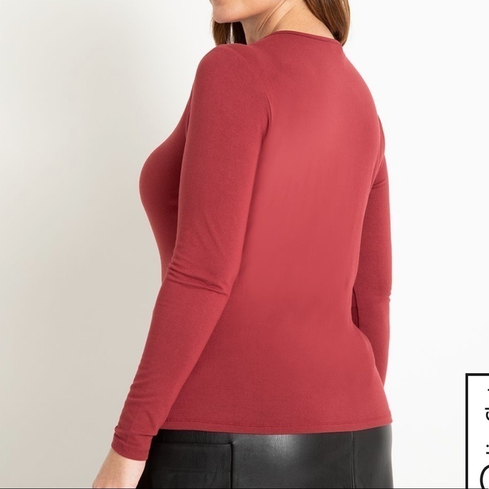 Eloquii Crossover Cutout Neckline Top in Burnt Russet Red 18/20 - Picture 2 of 9
